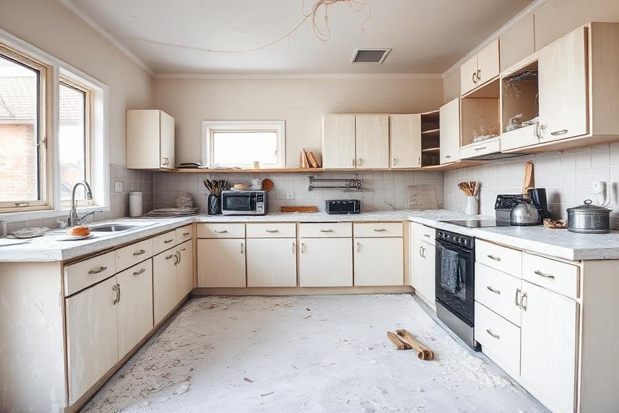 Înainte: Curățenie post-constructor · Bucătărie după renovare